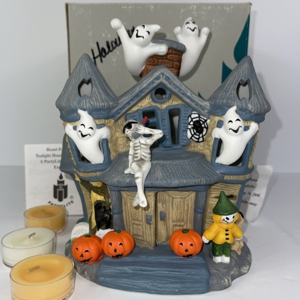 Partylite Halloween Haunted House Ghost Tealight Candle/s Holder P7311‎ RETIRED